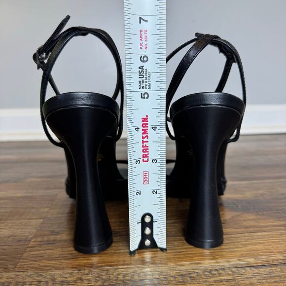 Steve Madden BEKI size 10 M black strappy heels pointed open toe mesh & leather - Picture 3 of 14